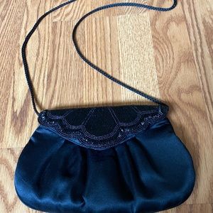 Black Evening Bag with Snap Closure